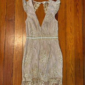 Hello Molly Cream and Gold Sequin Dress